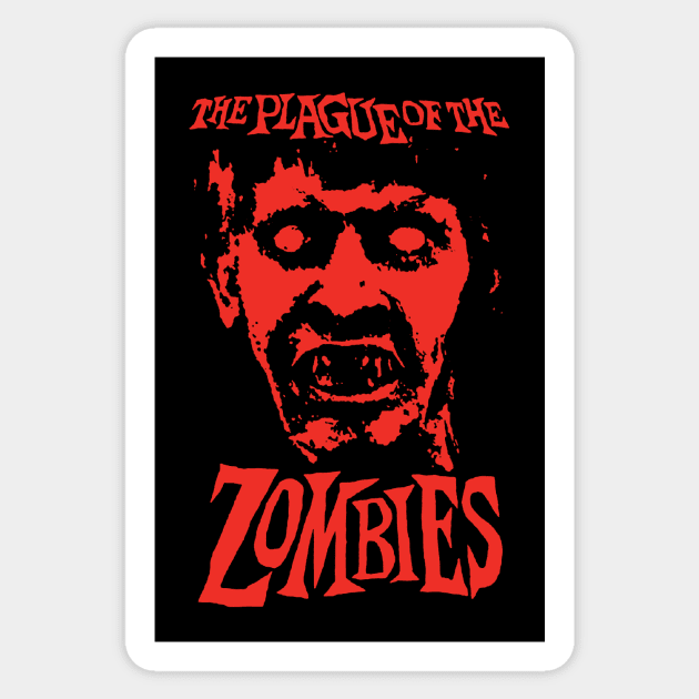 The Plague of the Zombies (red) Sticker by The Video Basement